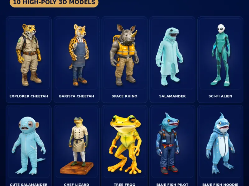 Anthro & Creature Character Collection – Kitbash + High-Poly