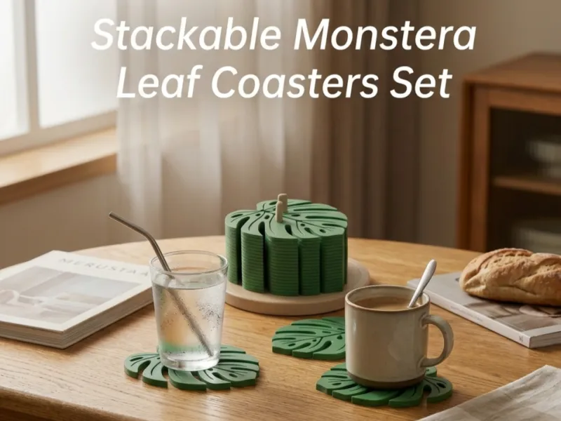 Monstera Coasters & Holder - Up to 22 Coasters Stackable