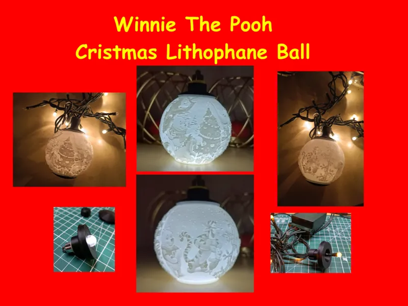 Winnie The Pooh Lithophane Christmas Ball
