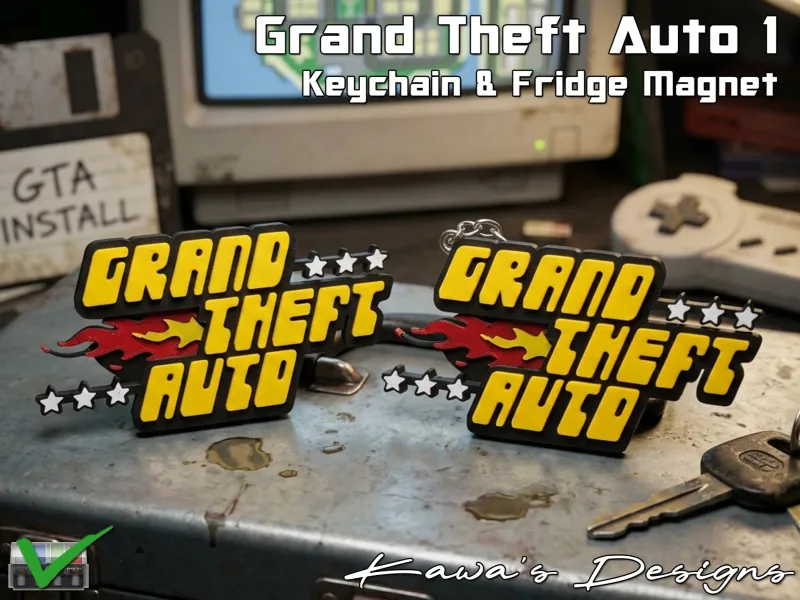 Grand Theft Auto 1 Keychain & Fridge Magnet