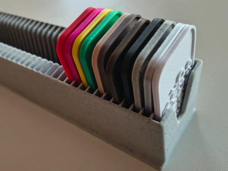 Filament Swatch System with 40-Slot Display Rack