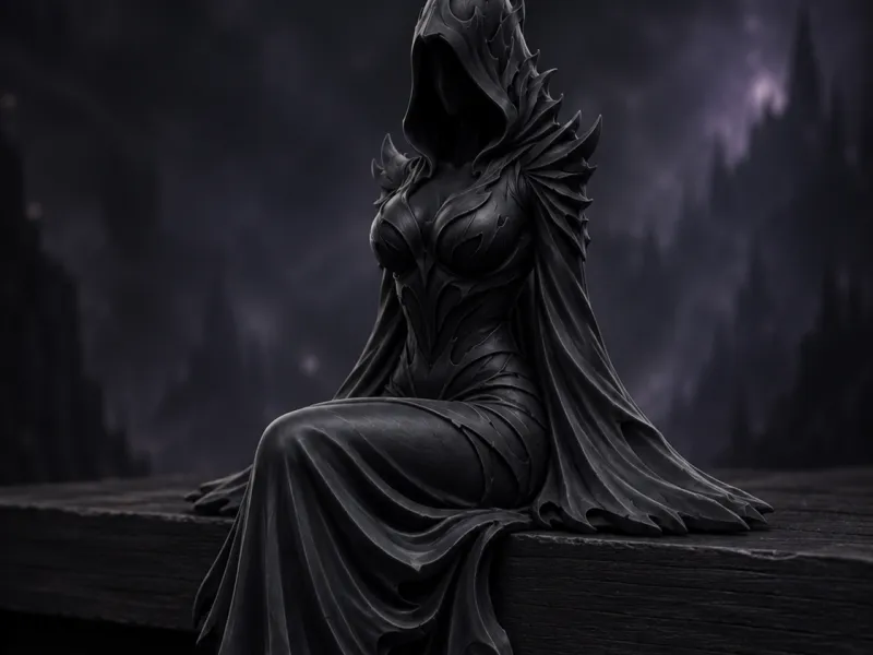 Edge-Sitting Dark Spirit (Hooded Lady)