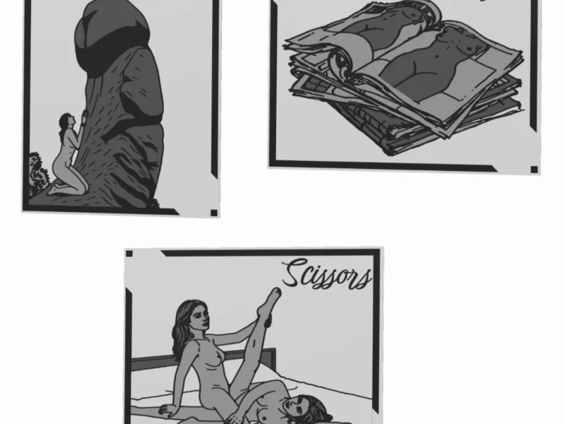 Rock-Paper-Scissors Adult version - Wall Art triptych