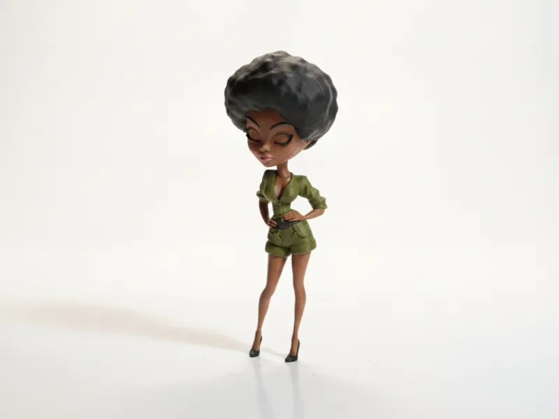 Figurine Femme Afro, Personnage Féminin Imprimable en 3D