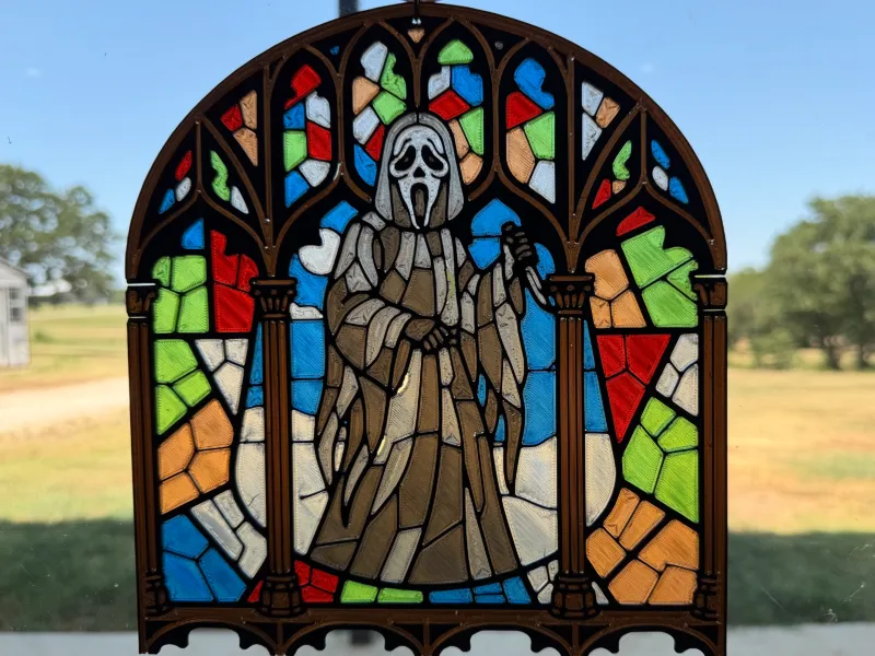 👻 Ghostface Stained Glass Suncatcher — Cathedral