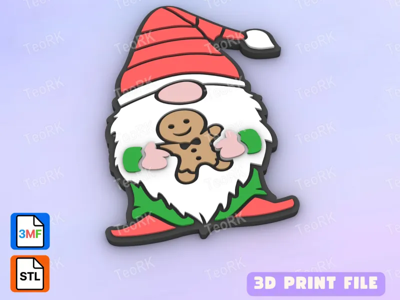 Badge Reel Topper Flat Back gnome with gingerbread cookie