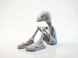Sat Old Lady Elderly Woman Figure 3D Printable