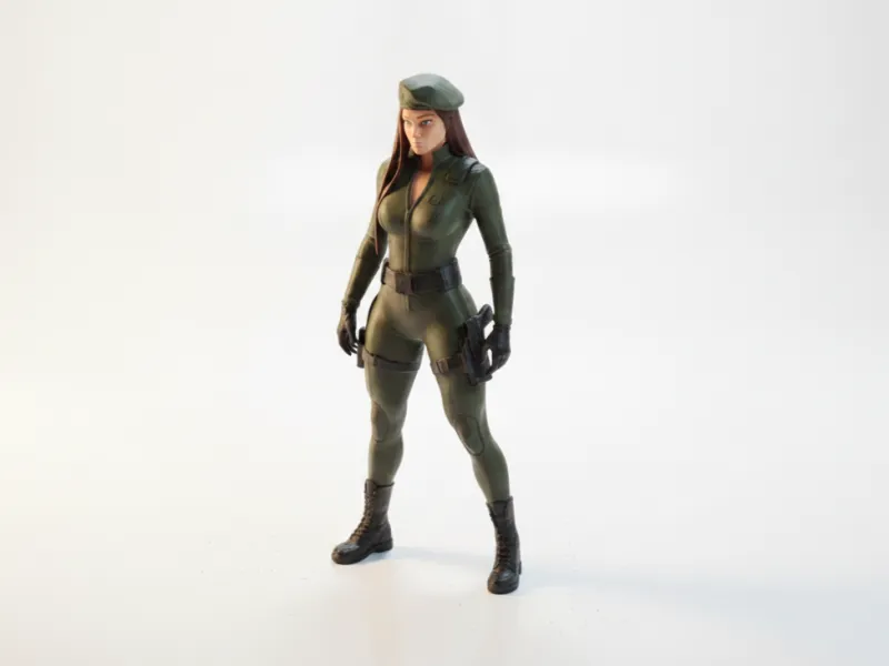 Soldier In Bodysuit Female Figurine 3D Printable