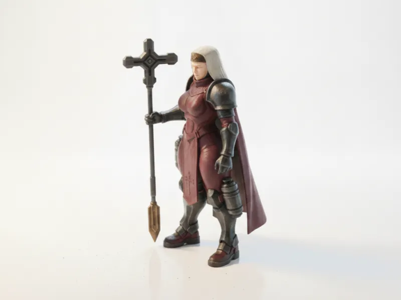 Nun Knight Warrior Figurine Female 3D Printable