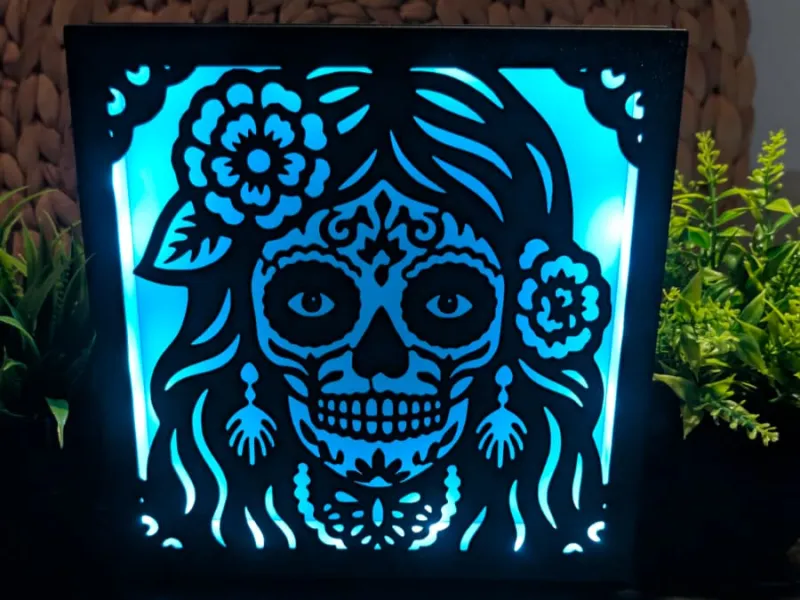 Caveira de Açúcar do Dia dos Mortos - Painel de Inserção Modular para Caixa de Luz