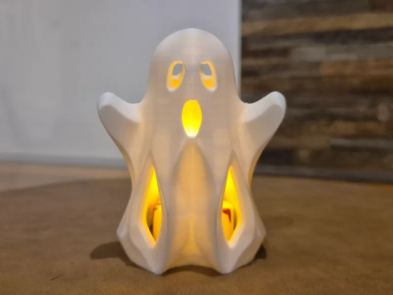 Cache bougie fantome halloween deco double face