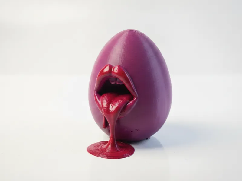 Escultura Surreal de Boca Cheia de Ovo Diversos Imprimível em 3D