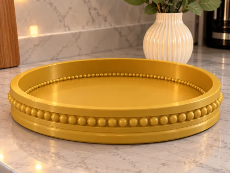 Bandeja decorativa redonda con cuentas – Diseño elegante y moderno