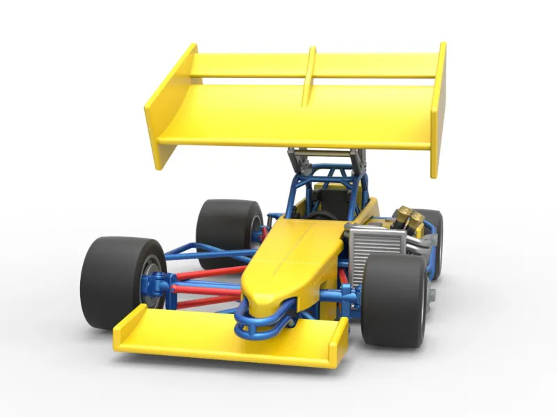 Supercoche de carreras con motor delantero y alerón supermodificado V2 Escala 1:25