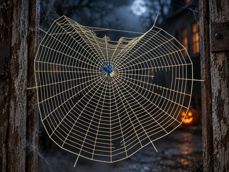 Broken Spider Web with Spider – Halloween