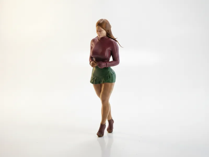 Figurilla femenina con vestido elegante imprimible en 3D