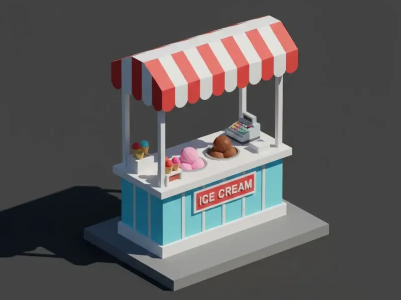 Stand de înghețată Low Poly