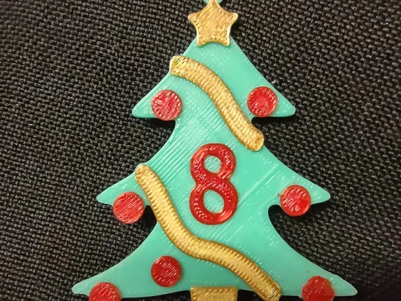 8 Number - Christmas Tree with Baubles, Tinsels and Star