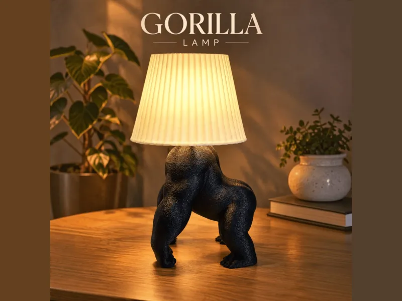 Gorilla Table Lamp | Modern 3D Printable Animal Light