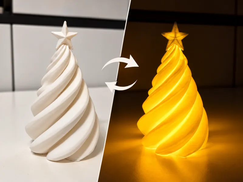 Árbol de Navidad en espiral y linterna - Decoración navideña 0,2 mm de capa
