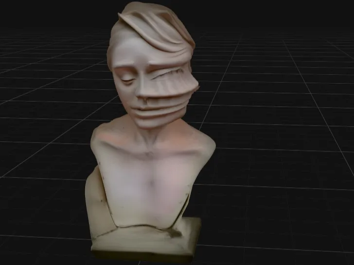 Surreal Face Bust – Distorted Human Portrait Sculpture