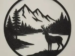 Deer & Mountain Silhouette Wall Art