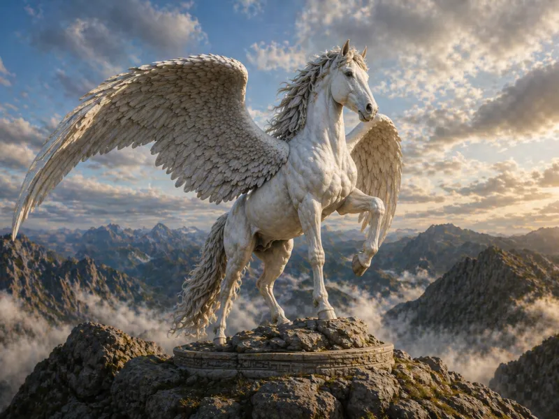 Pegaso de Montaña – Caballo Alado Mitológico