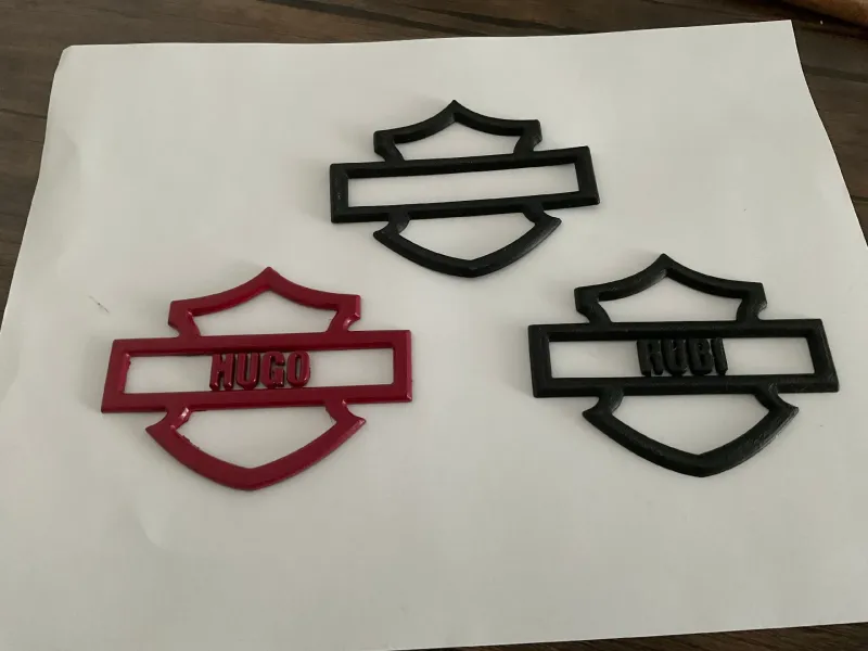 Harley Davidson Tank Logo Badge (Customizable) (stl, step)