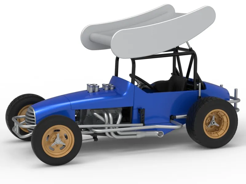 Carro stock car Supermodificado com Asas Vintage para Dirt V2 1:25