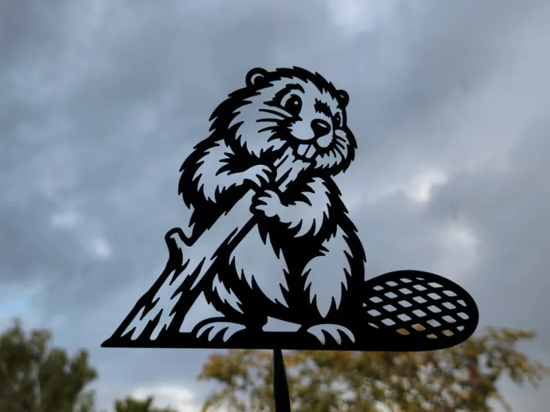 Cute Beaver with Log Wall Art Decor