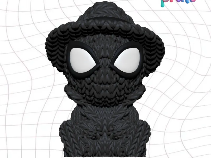 Spider Man Noir - Toy - Keyring - Charm - Knitted - Crochet