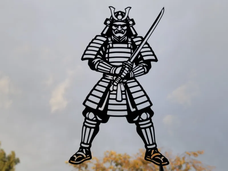 Arte de pared de katana de guerrero samurái