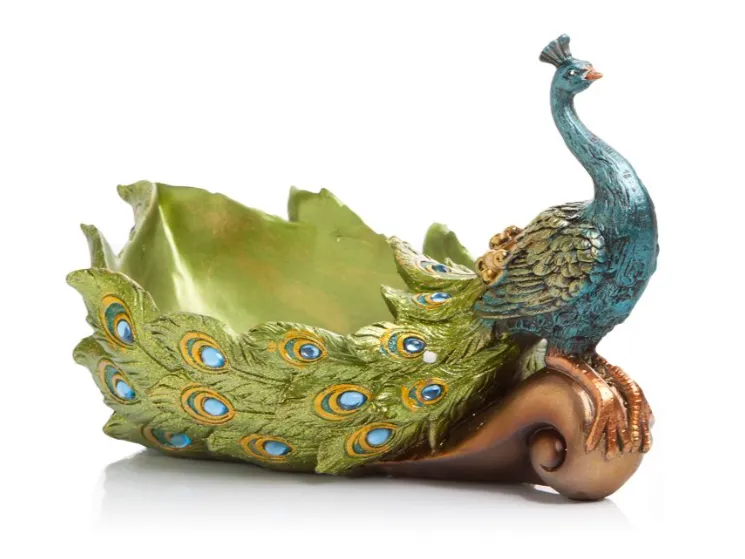 Emerald Peacock Figurine