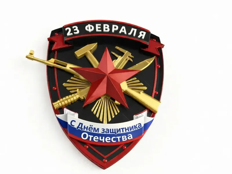 Bouclier. Souvenir magnétique pour le 23 février. Russie