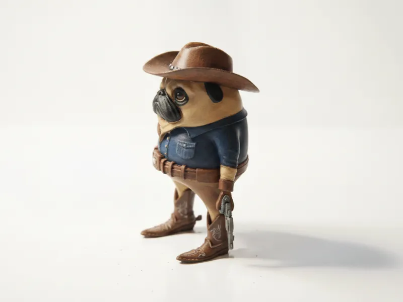 カウボーイ犬のフィギュリン 動物彫刻 3Dプリント可能