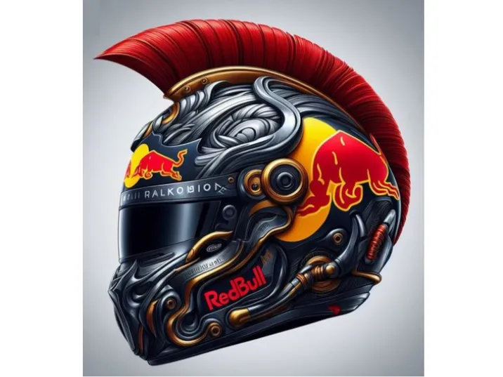 Red Bull Racer Helmet + Filigree Ferrari Helmet