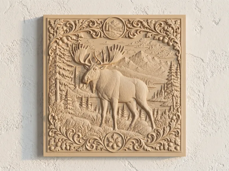 Moose Bas Relief North American Big Game Wall Art