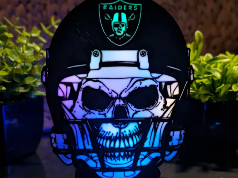 Las Vegas Raiders NFL Skull Helmet LED Lightbox LampeCrealit