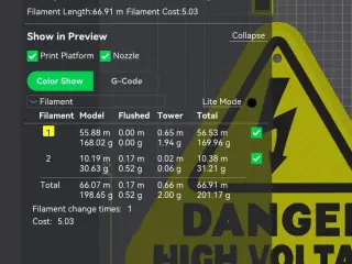 High Voltage Warning Sign (Easy Multicolor) On EV Charger