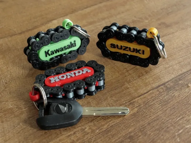 Motorcycle roller keychain ring