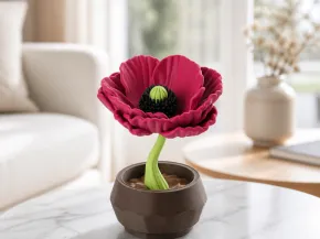 Midnight Bloom Sculpture Decorative Flower in Pot