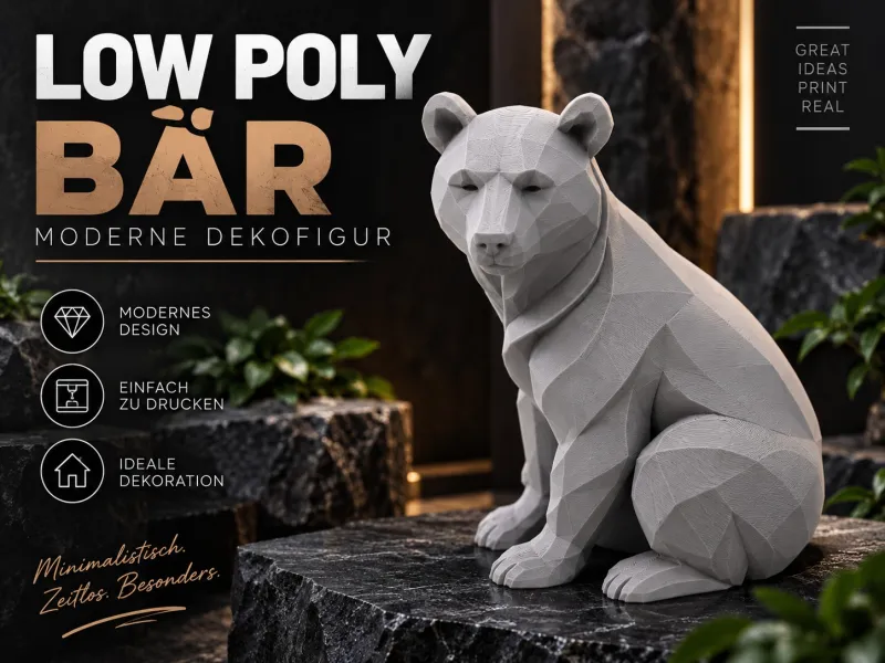 Low Poly Ayı – Modern Geometrik Dekoratif Figür