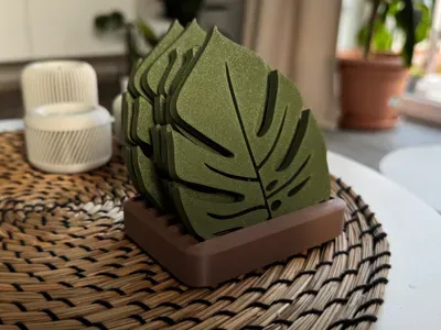 Monstera+Untersetzer+Set+mit+Halter
