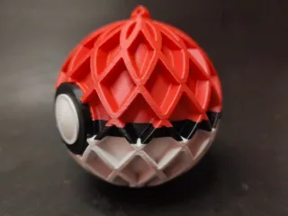 Christmas tree ornament, ball in Pokeball style
