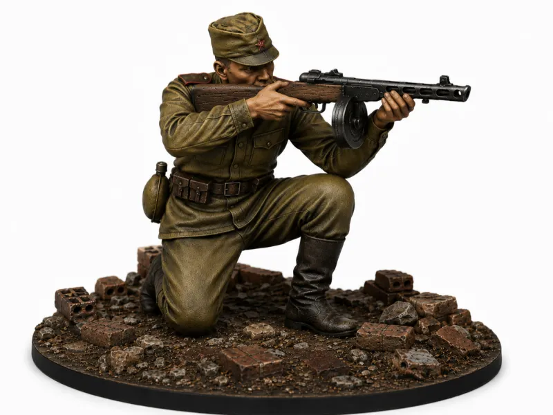 Soviet soldier in 32 mm and 1/35 for tabletop