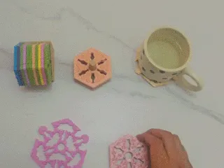 Deformable coaster set  - PLA integrated printing