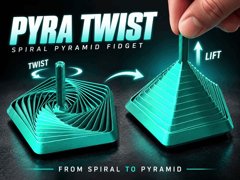 Pentagon spiral fidget-print-in-place/transforming pyramid
