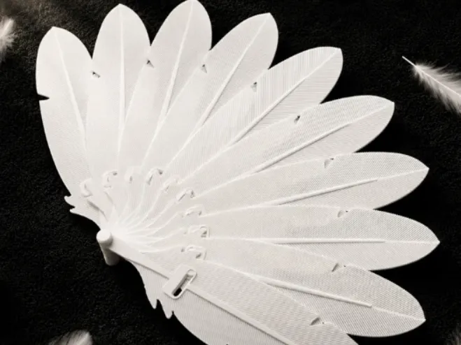 Feather folding fan