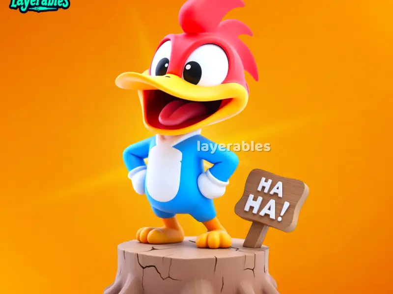 Chibi Woody STL – Funny Cartoon Bird Fan Art Model