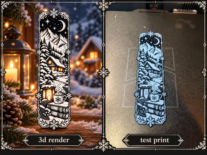 Bookmark Cozy Christmas Scene
